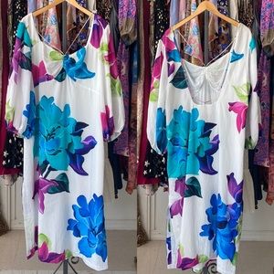 Anthropologie Long Sleeve Dress - Blue, Purple, Green Floral